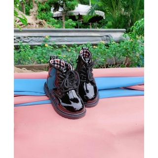  Bốt da bóng cho bé cổ cao da siêu mềm đế cao su chống trơn trượt 