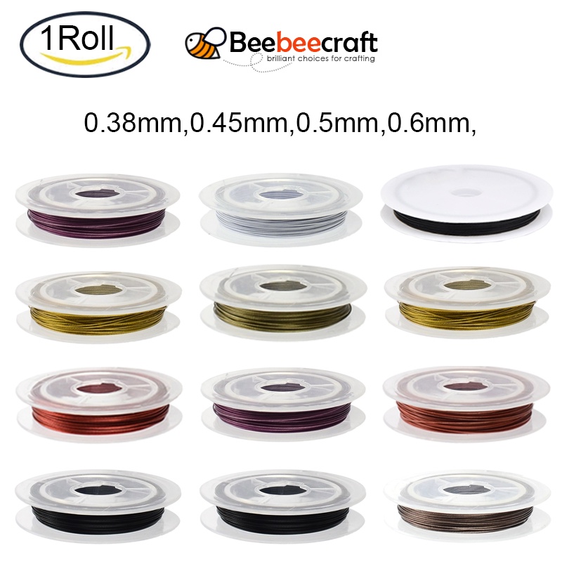 1 Cuộn Dây Nylon Màu Vàng Bạc 0.38~0.6mm Dùng Làm Đồ Trang Sức DIY