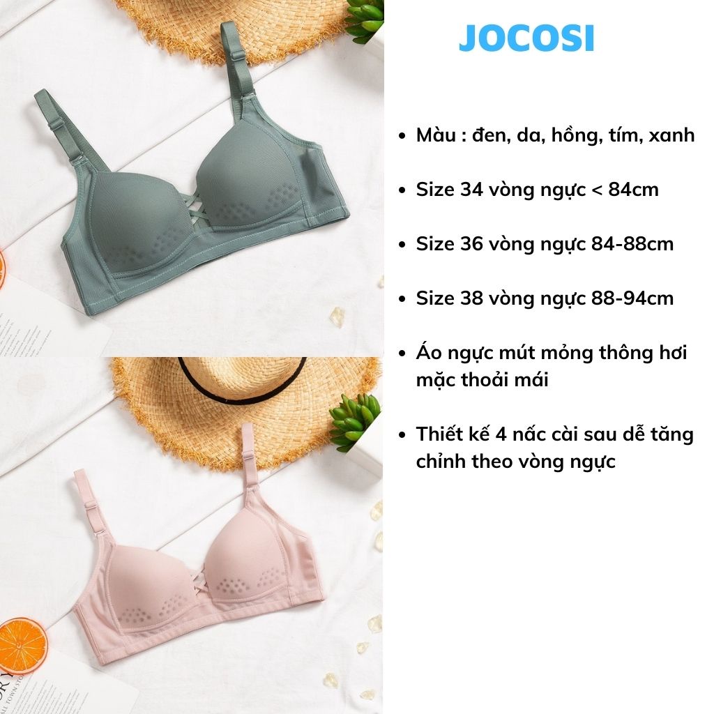 Áo ngực nữ không gọng su mút mỏng, áo lót nữ thông hơi mặc thoải mái JOCOSI A195