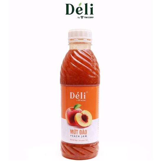 Mứt đào Déli chai 1L [CHUYÊN SỈ] HSD:18 tháng, nguyên liệu pha chế trà trái cây, soda, smoothie hoặc ăn trực tiếp,..