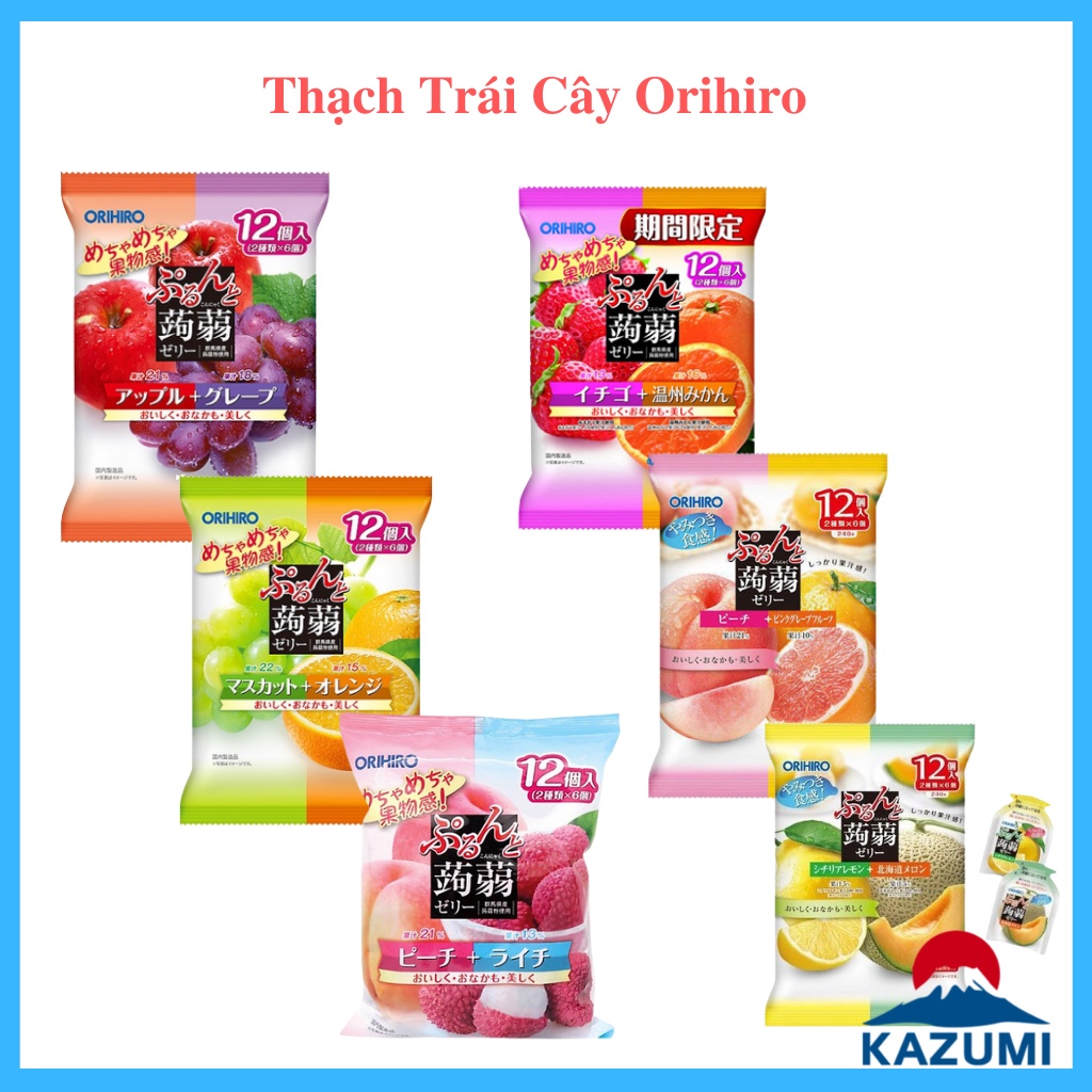 Thạch Trái Cây Orihiro Nhật Nhiều Vị 240g (20g x 12 chiếc) [DATE T12/2022]