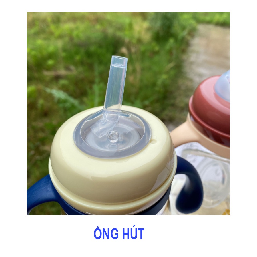 Bình Sữa Cho Bé Sơ Sinh Có Tay Cầm Chống Sặc Bình Sữa Silicon Tặng Đầu Ti Và Đầu Hút Thay Đổi Theo Lứa Tuổi BN15