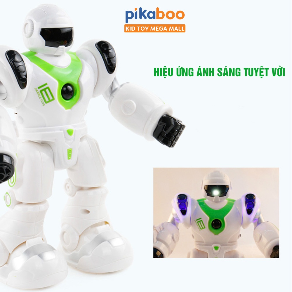 Robot đồ chơi cảnh sát cao cấp Pikaboo có đèn phát sáng và âm thanh kèm 3 mũi tên mút cao su