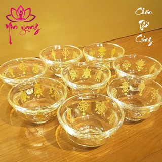 Bát Nước Thờ Họa Tiết Bát Bảo Cát Thường - Chén Cúng Size 8cm