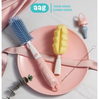 CHÍNH HÃNG - Bộ cọ rửa bình sữa silicon Aag cao cấp cho bé (Bộ 4 chi tiết) có ảnh thật