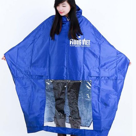 Áo mưa vải dù siêu nhẹ siêu bền chống thấm có bóng kính tiện ích loại 1 đầu