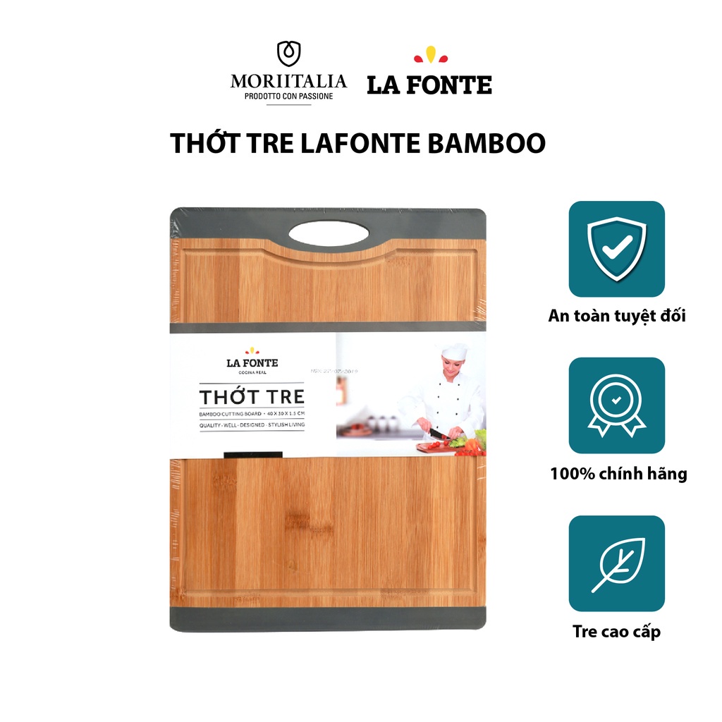 [Mã BMBAU50 giảm 7% đơn 99K] Thớt tre La Fonte bamboo kháng khuẩn an toàn Moriitalia 180558