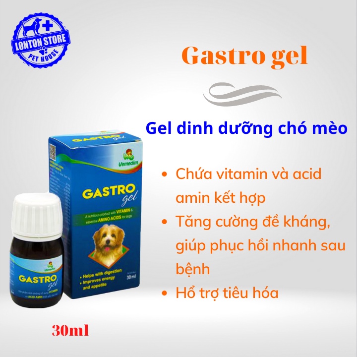 VEMEDIM Gastro Gel - Gel Thức Ăn Dinh Dưỡng Giúp Hồi Phục Hệ Tiêu Hóa Cho Chó, 30ml - Lonton Store