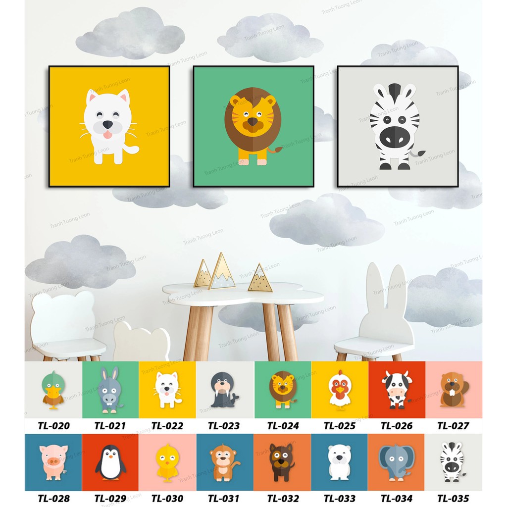 Tranh canvas mẫu 12 con giáp cho phòng bé