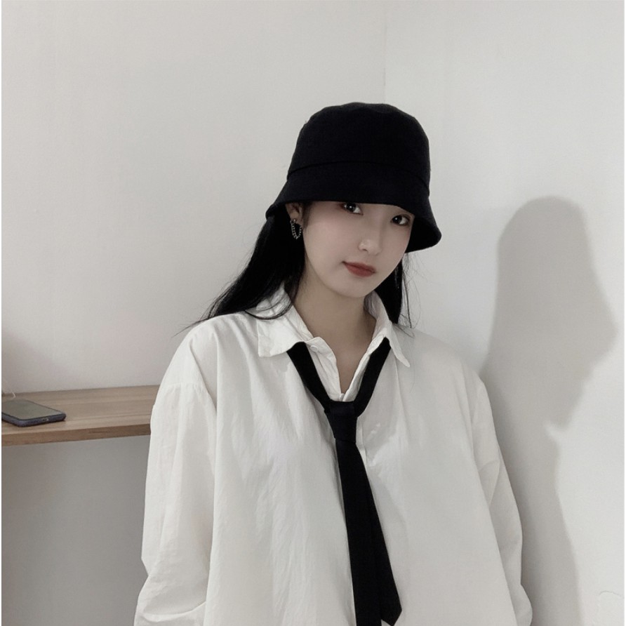 Nón Bucket trơn đen nam nữ Ulzzang năng động