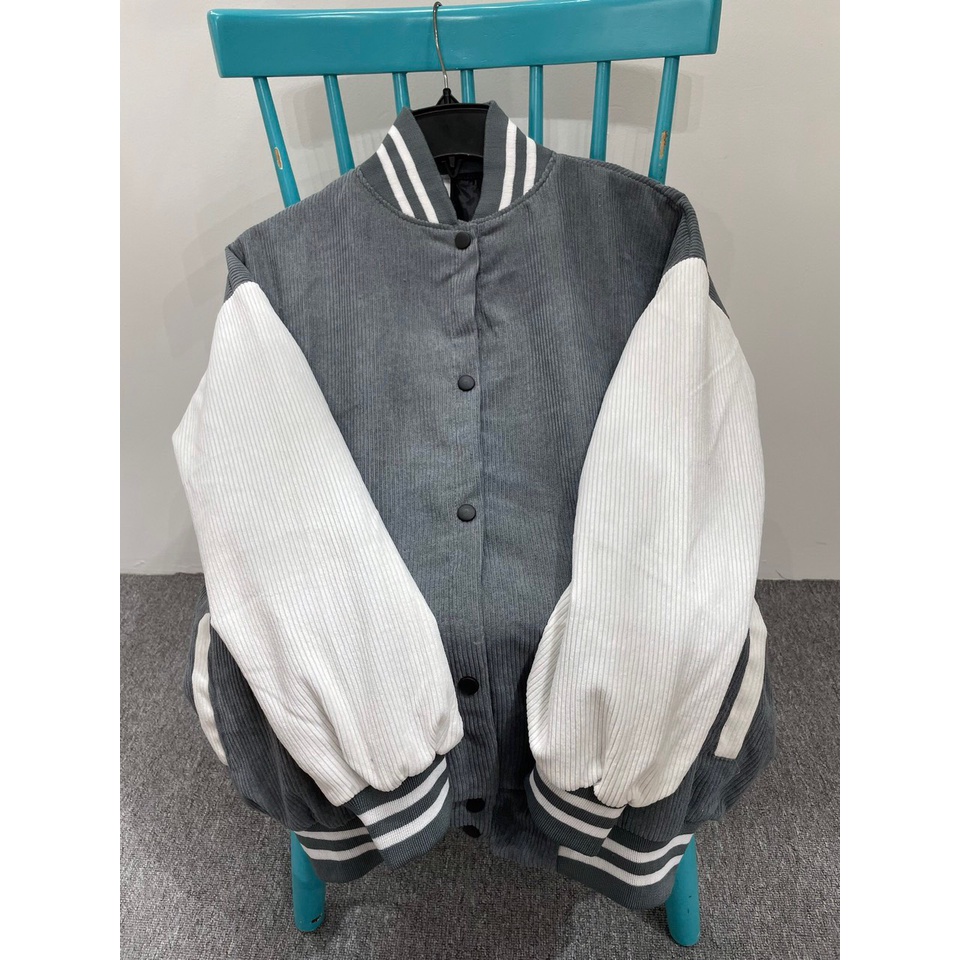 Áo Khoác Bomber Trơn Nhung Tăm Unisex Nam Nữ Chất Dày Dặn