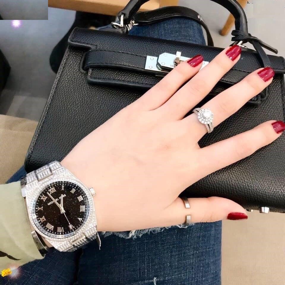 Đồng hồ nữ MICHAEL KORS CHANNING MK6089 AVÉ SILVER TONE UNISEX Case 38MM. 5ATM
