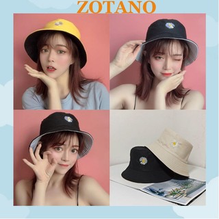 Mũ bucket Zotano 2 mặt thêu hoa cúc siêu phong cách MD07