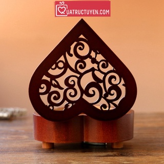 Hộp nhạc gỗ hình trái tim phong cách cổ điển quà tặng mẹ, bạn gái, đồng nghiệp ngày sinh nhật,14/02