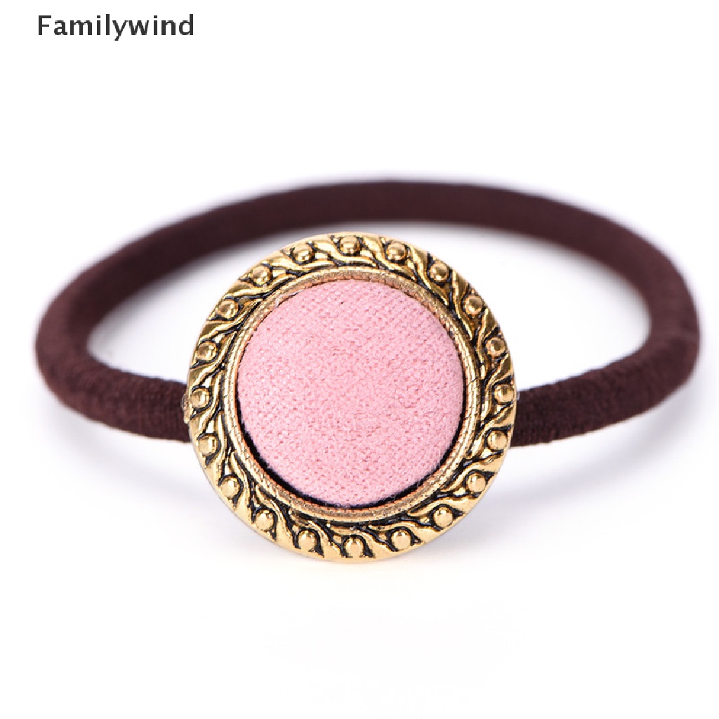 Băng Đô Cài Tóc Co Giãn Đính Nút Phong Cách Vintage Cho Nữ