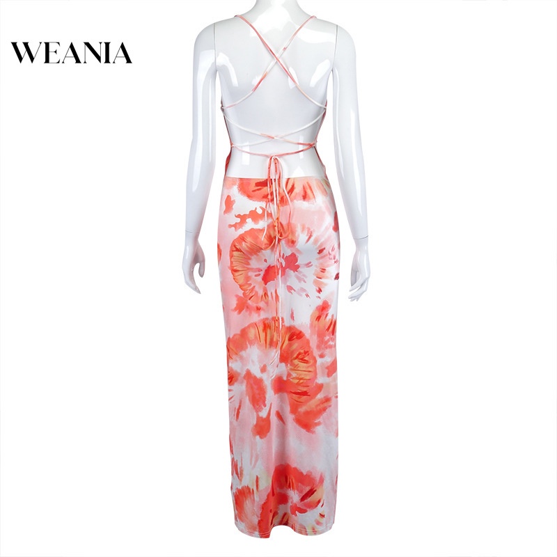 Đầm Dài Cổ Thuyền Sát Nách Màu Nhuộm Thời Trang Mùa Hè Quyến Rũ