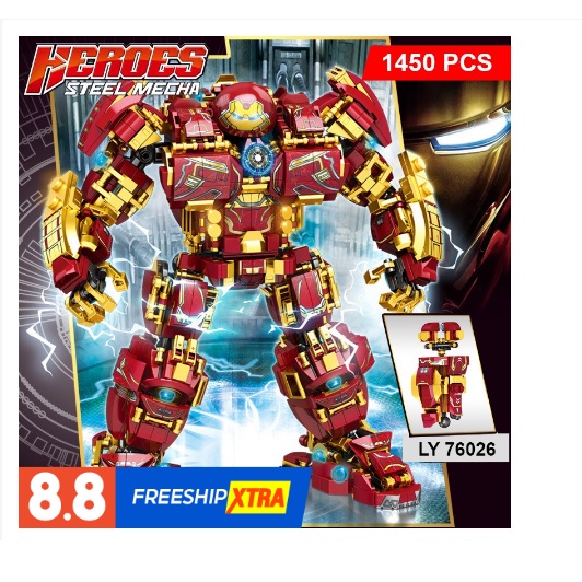 Lắp Ráp xếp hình Marvel Avengers Mô Hình HulkBuster Heroes Steel Mecha LY 76026 Với 1450pcs
