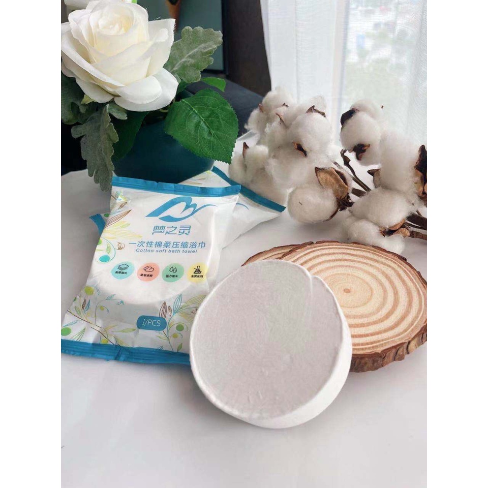 Khăn Tắm NÉN Bông Mềm Du Lịch Dùng Một Lần Tiện Lơi