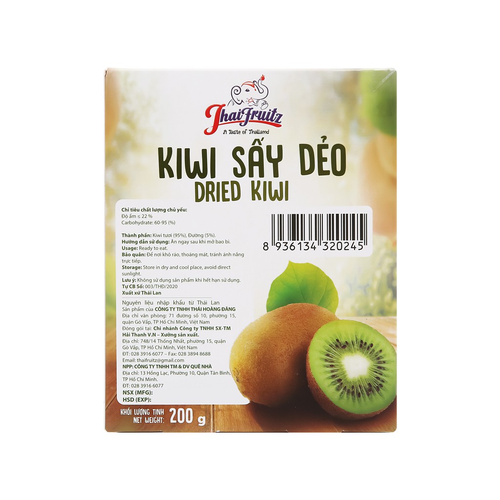 Kiwi sấy dẻo Thaifruitz hộp 200g