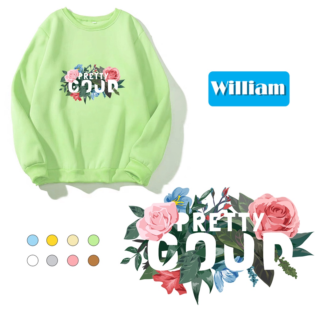 Áo sweater nam nữ in hình Hoa Lá cực xinh chất nỉ dày dặn, hợp làm áo cặp William - DS195