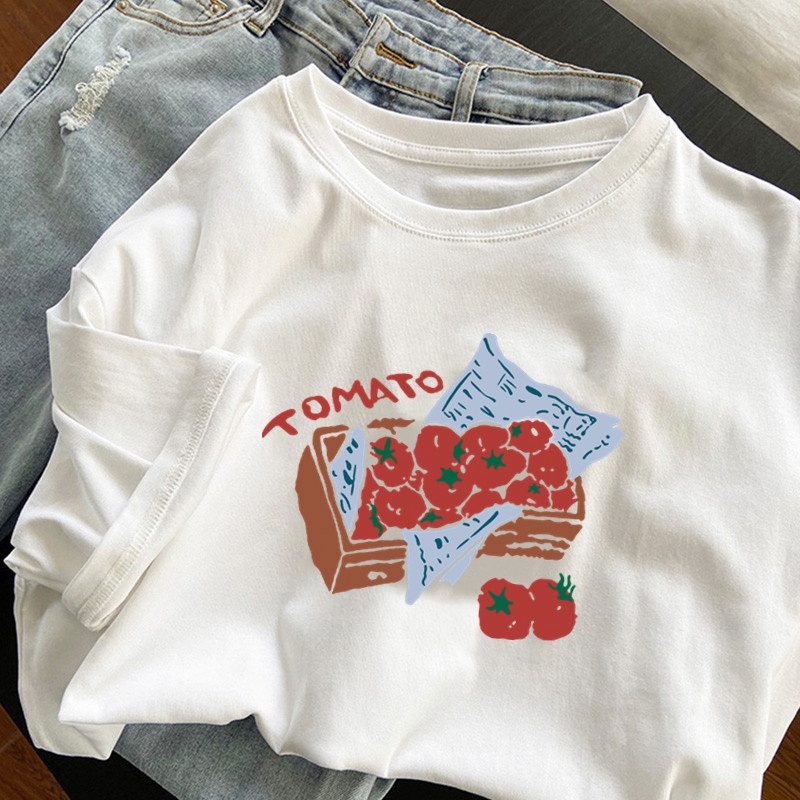 Áo thun HIIXIIVI 100% cotton tay ngắn cổ tròn in hình thời trang mùa hè phong cách Hàn Quốc cho nữ 2022