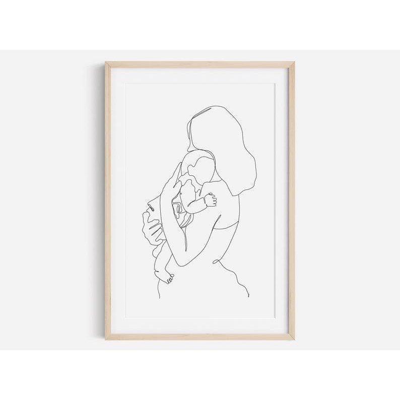 Tranh treo tường | Line art-Black and White Fine Line Holding Hands Print 13 , tranh canvas giá rẻ