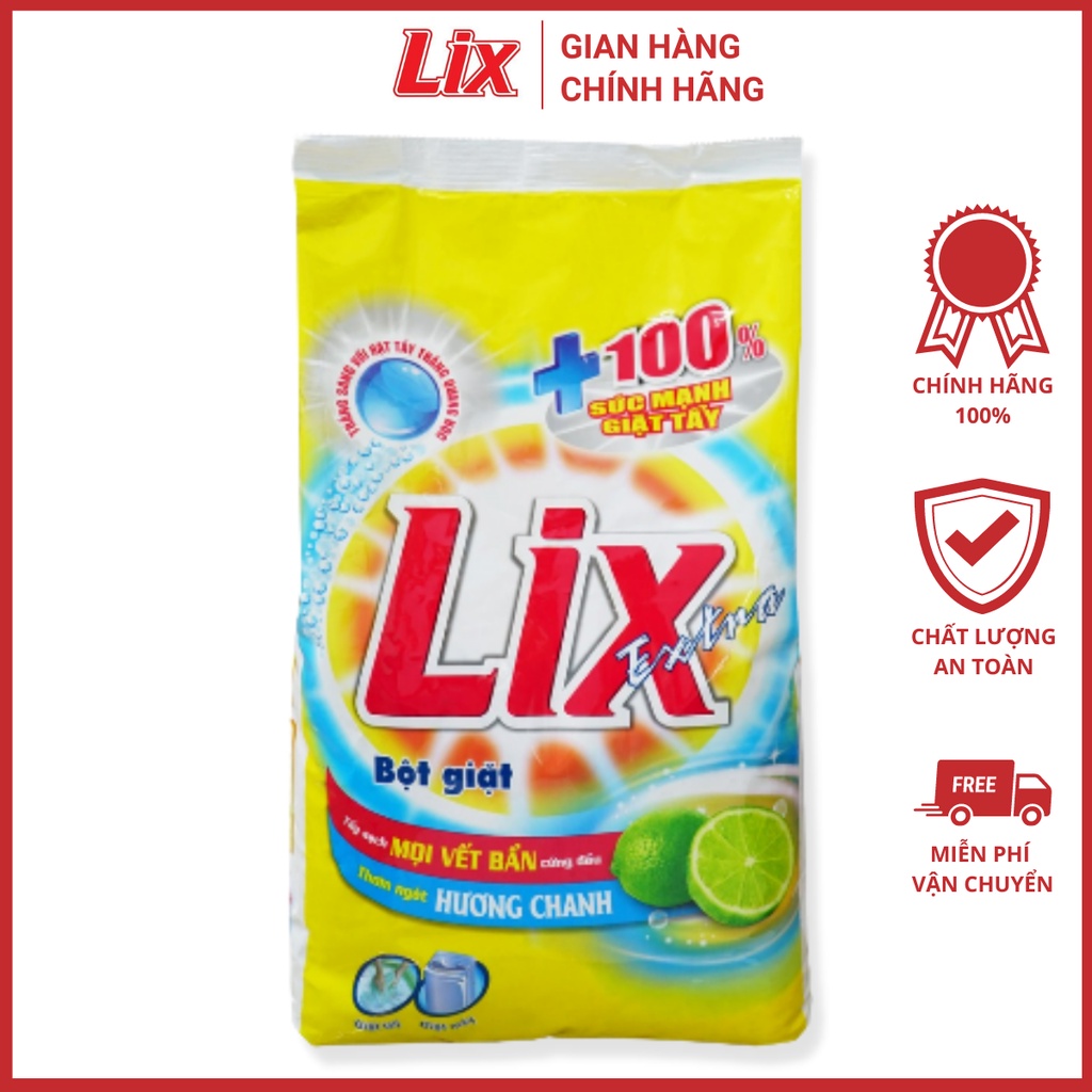 Bột giặt Lix Extra hương chanh 5,5Kg EC563 thơm mát, làm sạch mọi vết bẩn cứng đầu cho giặt tay và máy