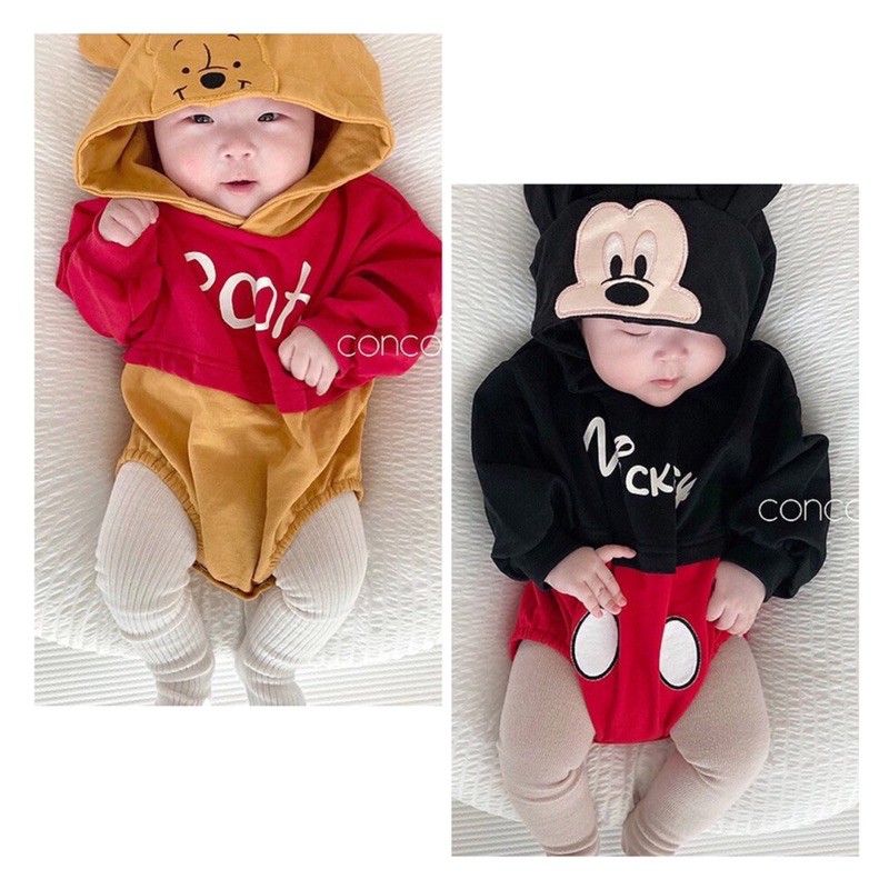 Body Cho Bé  Freeship  Body Hình Thú Chuột Mickey Và Gấu Pooh Cho Bé