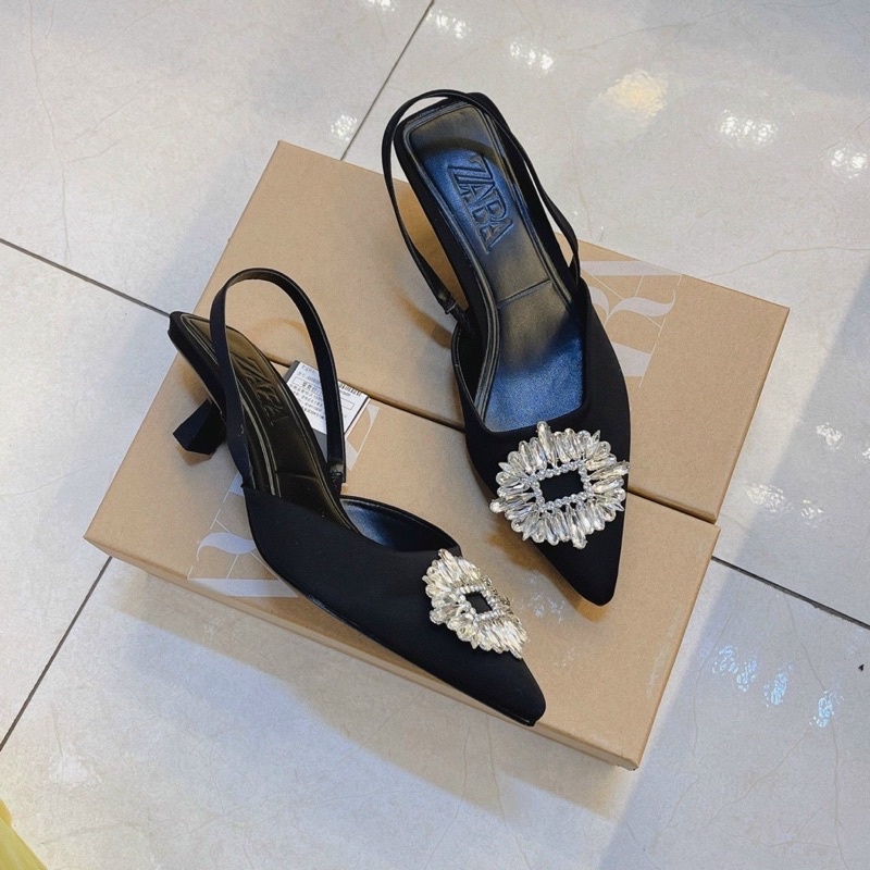Giày cao gót 3cm mũi nhọn.guốc zara chuẩn hãng fullbox