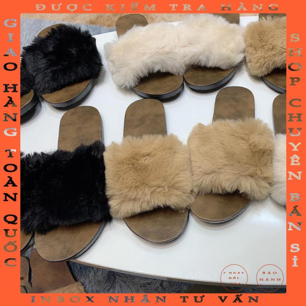 2F02 Dép lông quai ngang dép bông đi trong nhà thời trang đế cao su đi chơi fom nhỏ nên mua tăng 1 size giầy thể thao nữ