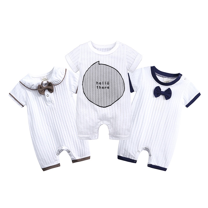 Bộ Áo Liền Quần Tay Ngắn Bằng Cotton In Họa Tiết Dành Cho Bé Trai Bé Gái 0-24 Tháng Tuổi