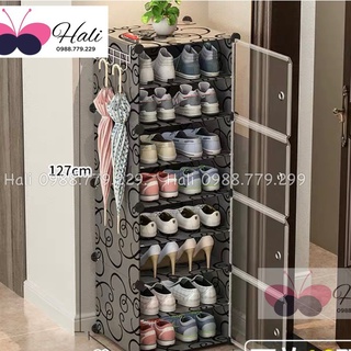[MẪU MỚI]🔷Tủ Giày Lắp Ghép (6-8 Ngăn) - Sản Phẩm 2020 Tiện Lợi,Dễ Di Chuyển,Tháo Lắp - Tủ Màu Đen - Tặng Búa+Chốt.