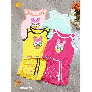 SIZE 2-13 (10-38KG) ĐỒ BỘ BÉ GÁI ÁO SÁT NÁCH QUẦN ĐÙI THUN COTTON IN HÌNH VỊT DAISY