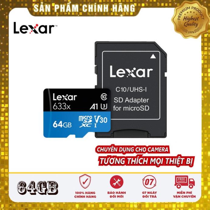 Thẻ nhớ Lexar MicroSDHC Chính hãng 64Gb/ 32Gb Class 10 100MB/s