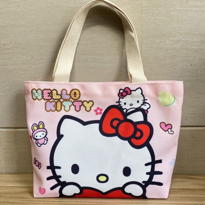 Túi Xách Vải Canvas In Hình Hello Kitty Đáng Yêu
