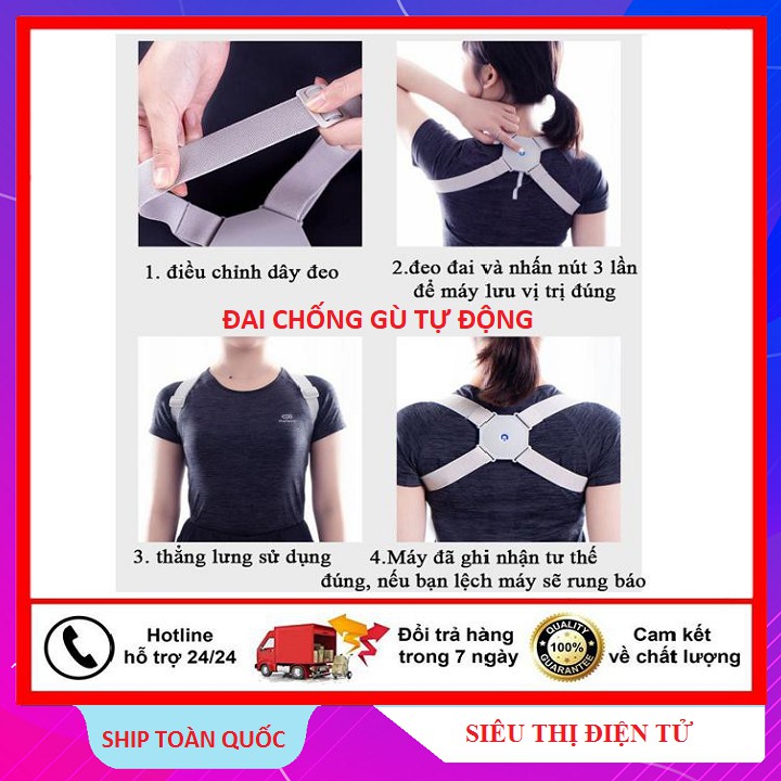 Đai Chống Gù Lưng Trẻ Em, Thiết Bị Chống Gù Nắn Chỉnh Tự Động Pin Sạc  - Cảnh Báo Khi Sai Tư Thế