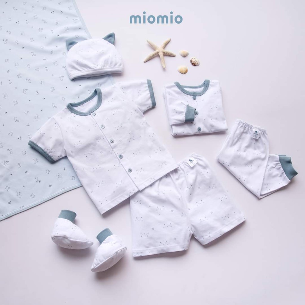 (MIOMIO hè) Bộ ngắn (quần,áo) Mặt Mèo nút giữa-Miomio