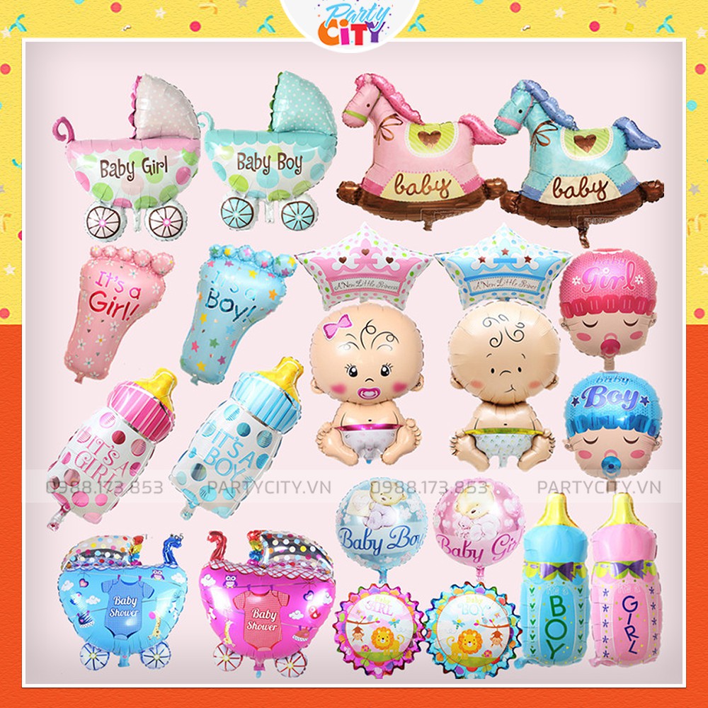 Phụ kiện các loại bóng hình trang trí bóng sinh nhật thôi nôi đầy tháng cho bé