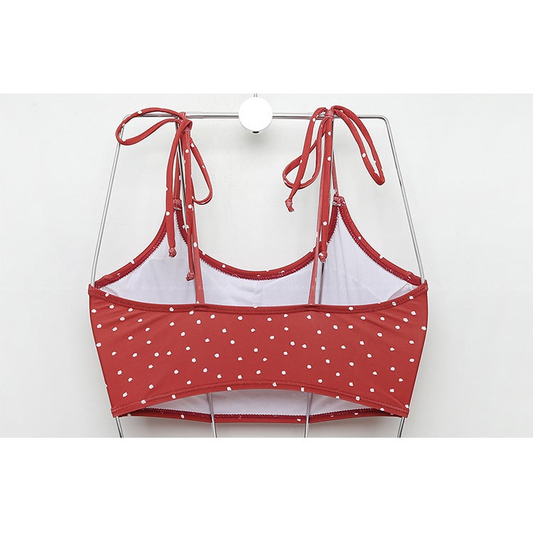 Đồ Bơi Nữ Bikini Hàn Quốc Mới Nhất 2021(Video Thật) 2 Mảnh Có Mút Lót Ngực Màu Đỏ Chấm Bi Cạp Cao Basic Swimwear | BigBuy360 - bigbuy360.vn