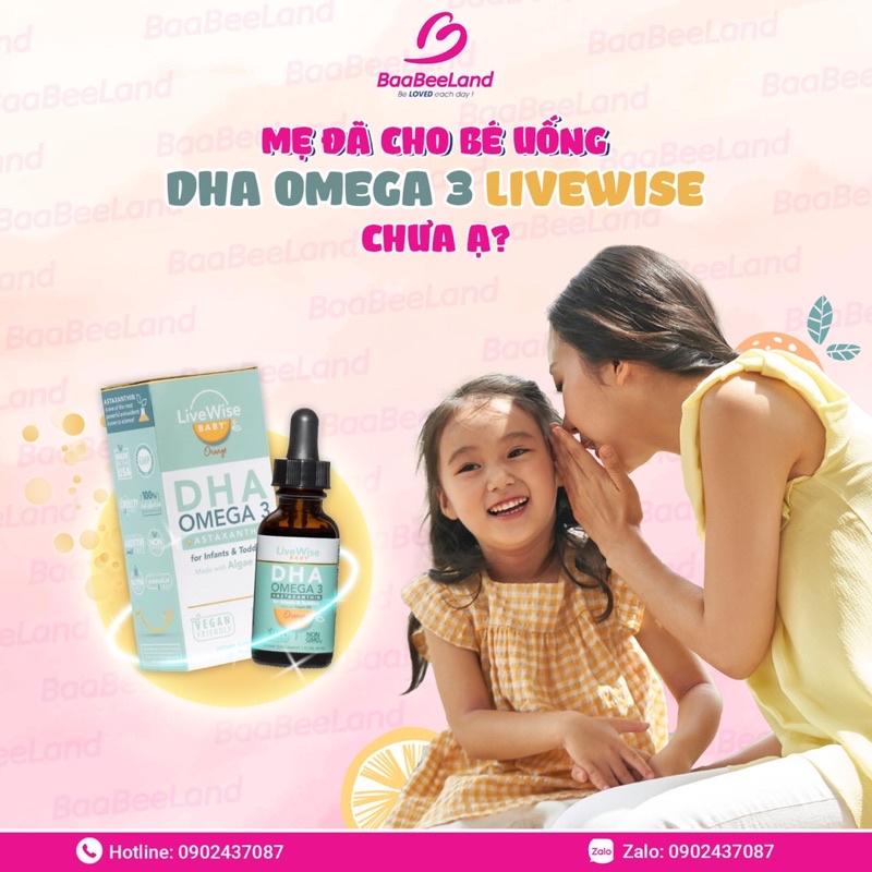 DHA Omega-3 Thuần Chay Non GMO LiveWise Mỹ cho bé từ sơ sinh đến 3 tuổi - 𝑯𝒂̀𝒏𝒈 𝑨𝒊𝒓 - BAABEELAND