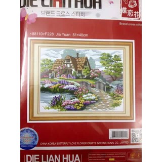 Tranh Thêu Chữ Thập NgôI nhà bên suốI F228  56*45