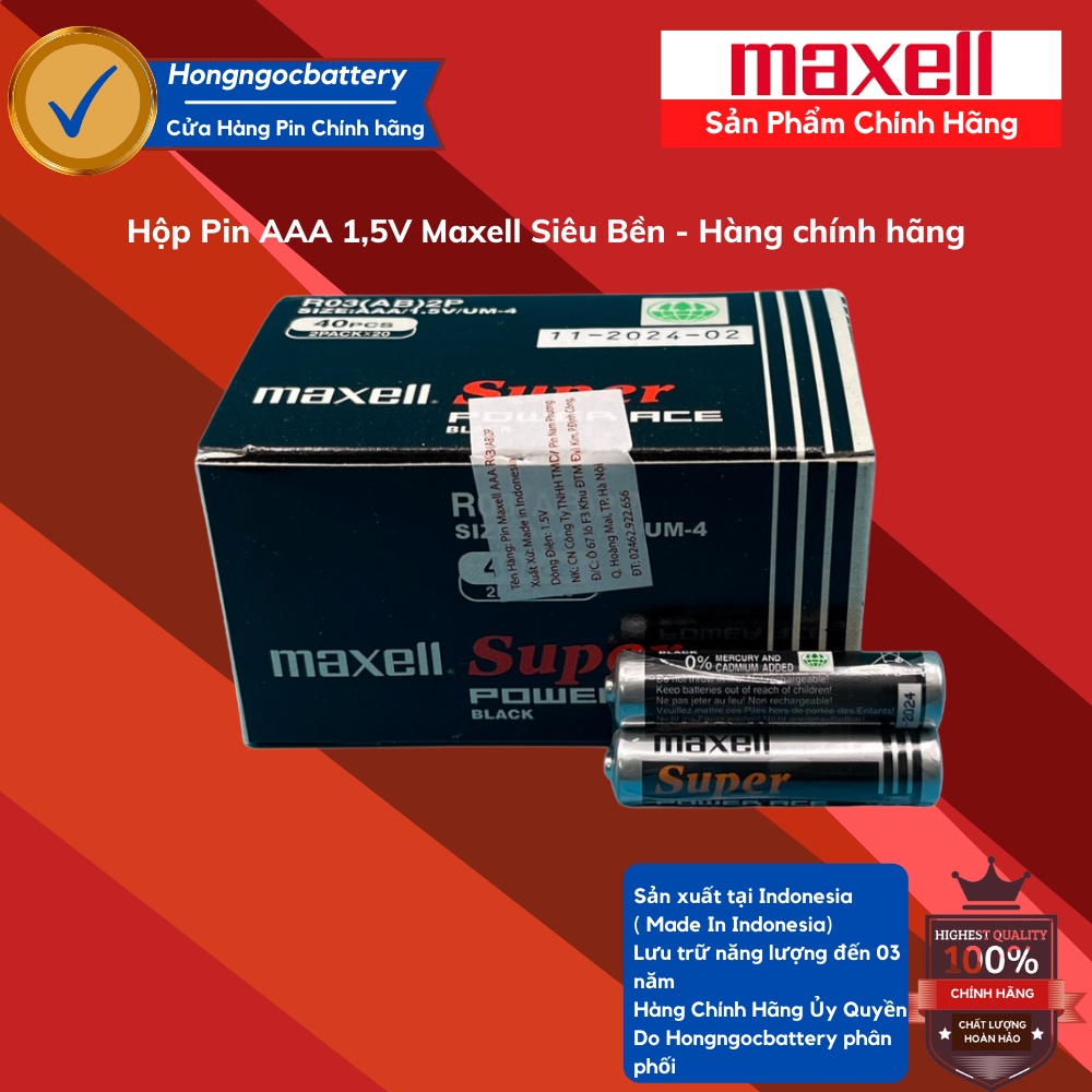 Hộp 40 Pin AAA Maxell R03( AB )2P - Hàng nhập khẩu