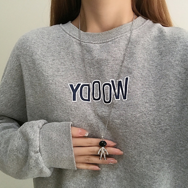 Vòng cổ dài mặt hình phi hành gia phong cách hip hop đơn giản