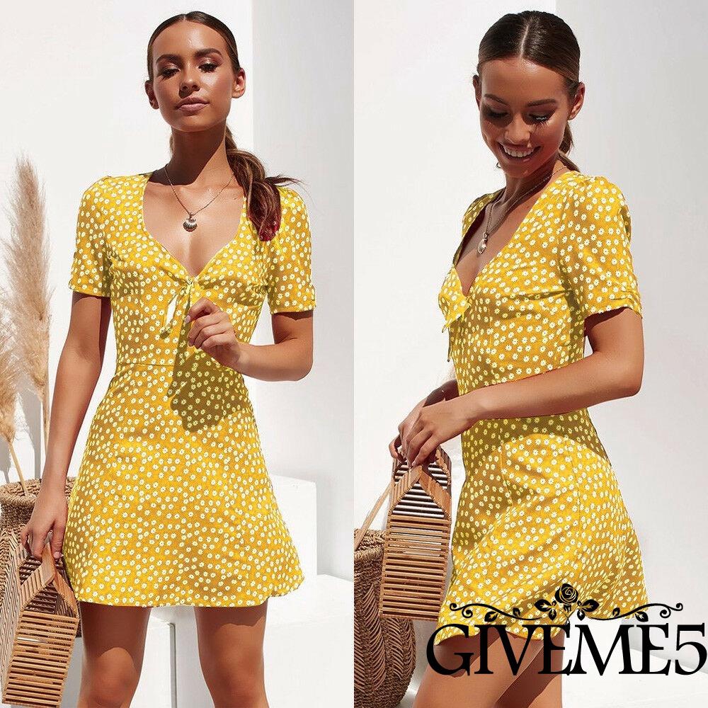 Đầm tay ngắn dáng A cổ chữ V họa tiết hoa phong cách Vintage cho nữ | BigBuy360 - bigbuy360.vn