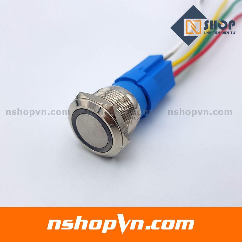 Nút nhấn tự giữ kim loại 19mm có đèn led đỏ, xanh dương, xanh lá