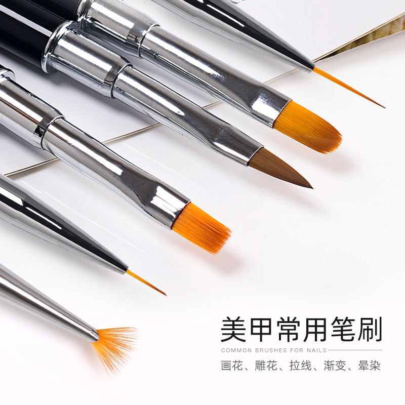 Bộ cọ vẽ móng tay chạm khắc tinh thể bút vẽ Nail Brush Set Crystal Carved Nail Painting line Pen