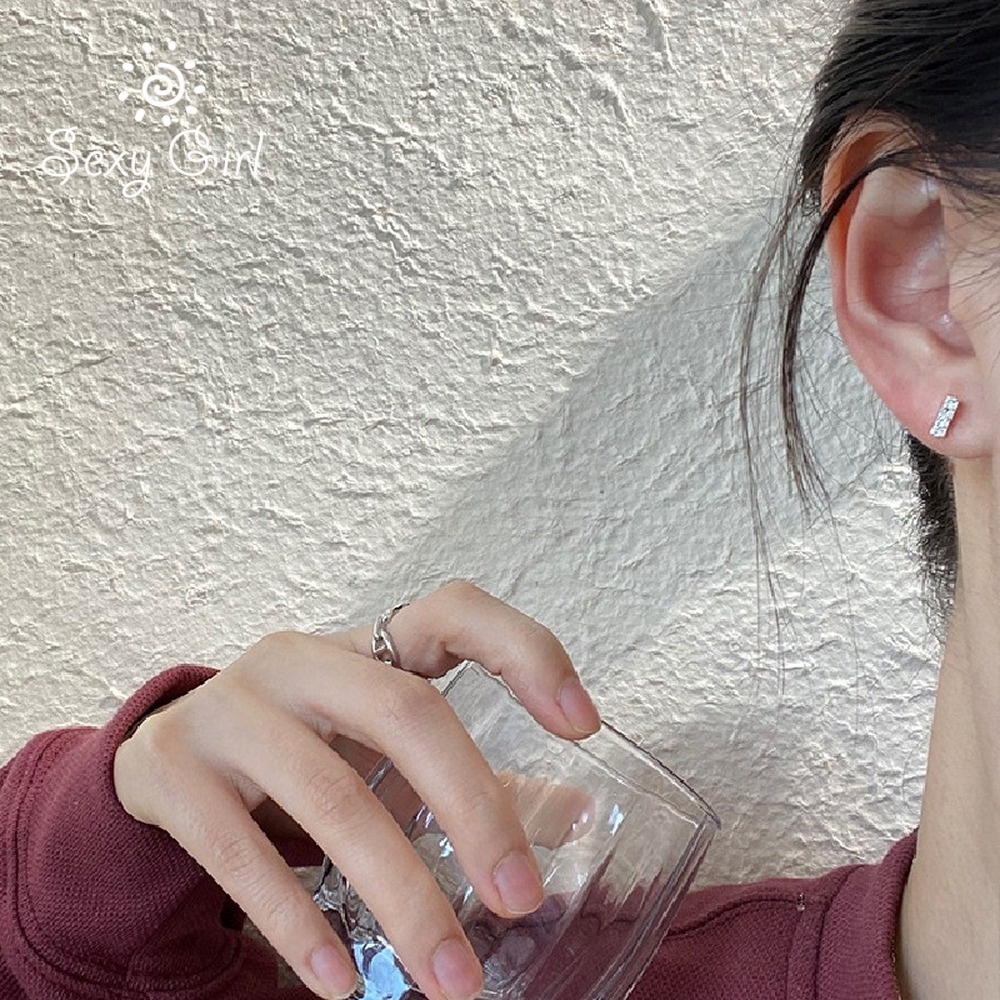 Set 3 đôi bông tai mạ bạc sterling giản đơn chống dị ứng sành điệu quyến rũ dành cho nữ 2021