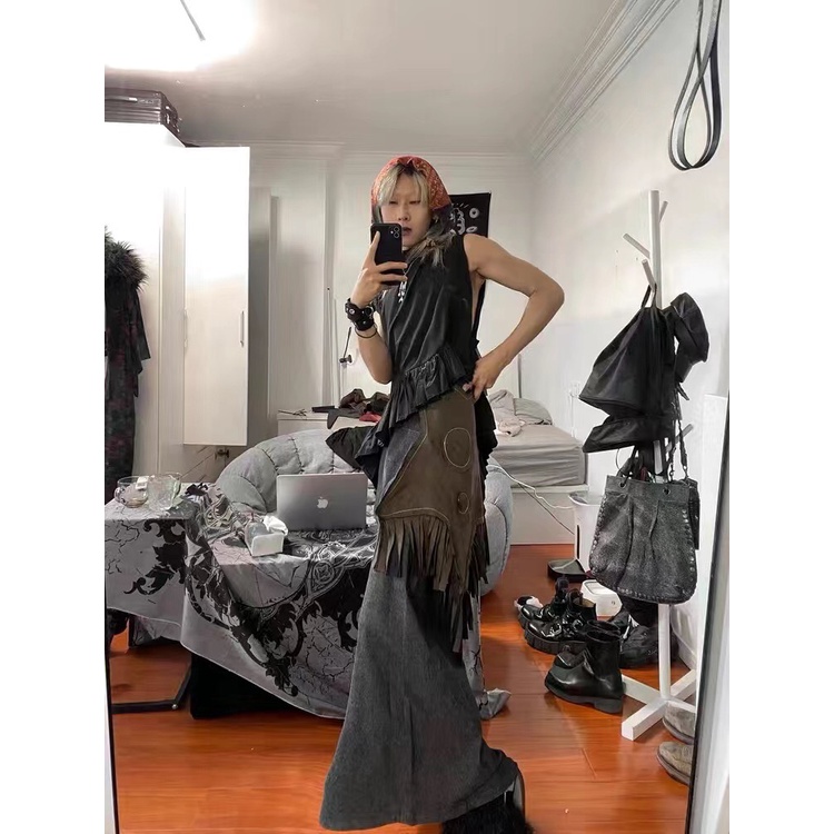 Túi Đeo Chéo Da Lộn Phối Tua Rua Vintage Phong Cách Âu Mỹ 2022