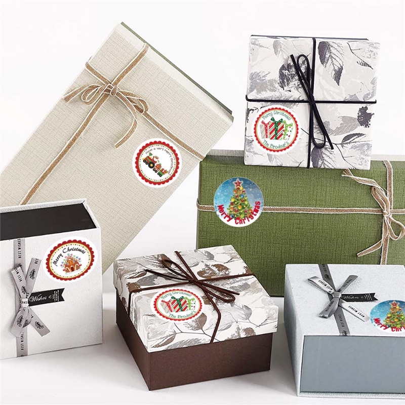 Bộ 500 Miếng Dán Hình Tròn Họa Tiết Chim Cánh Cụt / Ông Già Noel Dễ Thương Trang Trí Giáng Sinh DIY