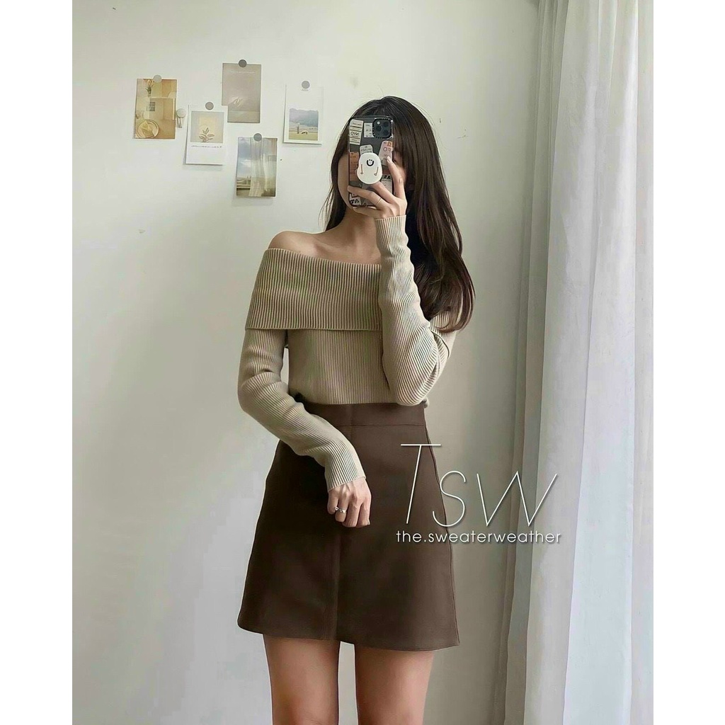 Áo len trễ vai chất dày và mịn
